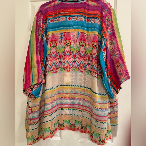 Johnny Was Maci Reversible Kimono Floral Embroidered Ikat Jacket - Picture 2 of 7